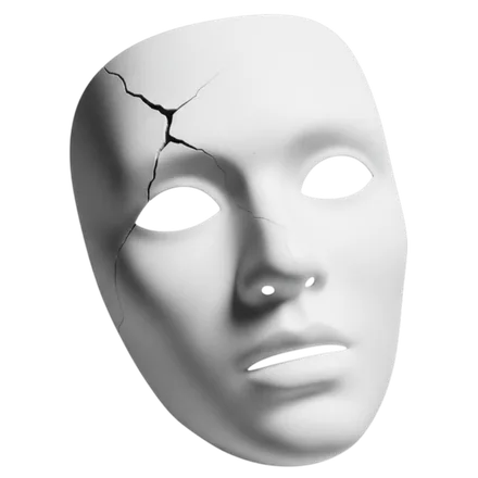 Freisteller: weiße Gesichtsmaske mit Riss